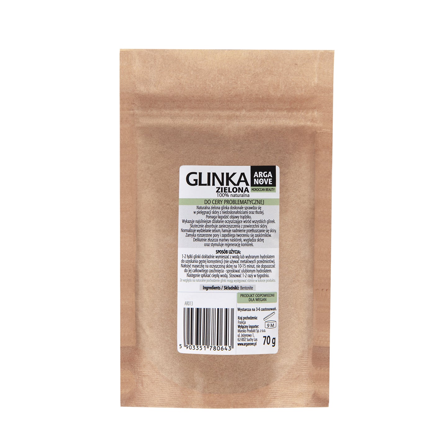 Glinka zielona - organiczna maseczka do twarzy