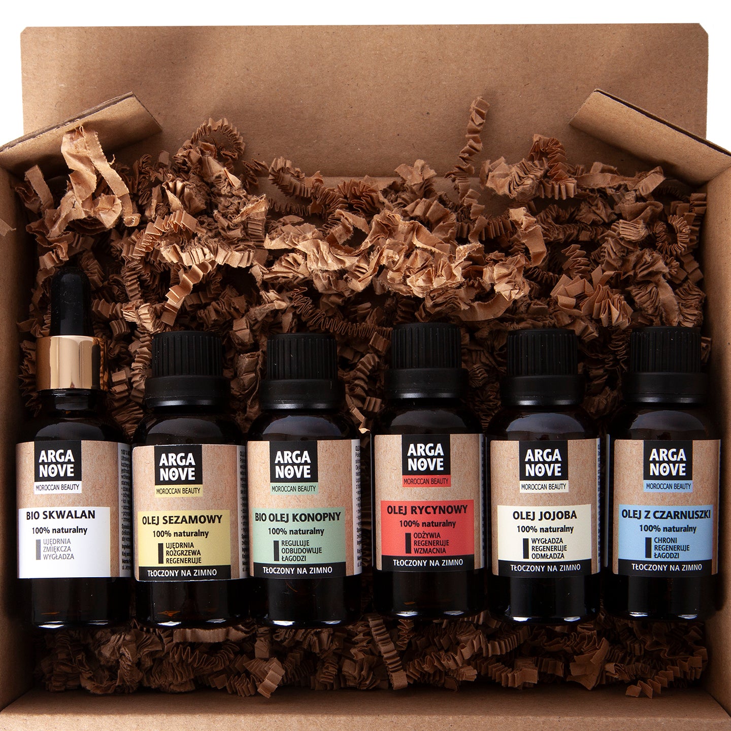 Zestaw naturalnych oleji do pielegnacji twarzy, ciała i włosów - mini