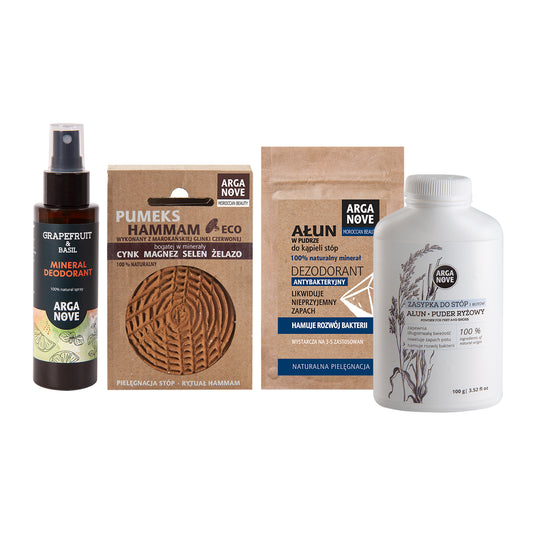 Zestaw kosmetyków do pielęgnacji stóp - redukujący pocenie się i pomagajacy utrzymać świeżość